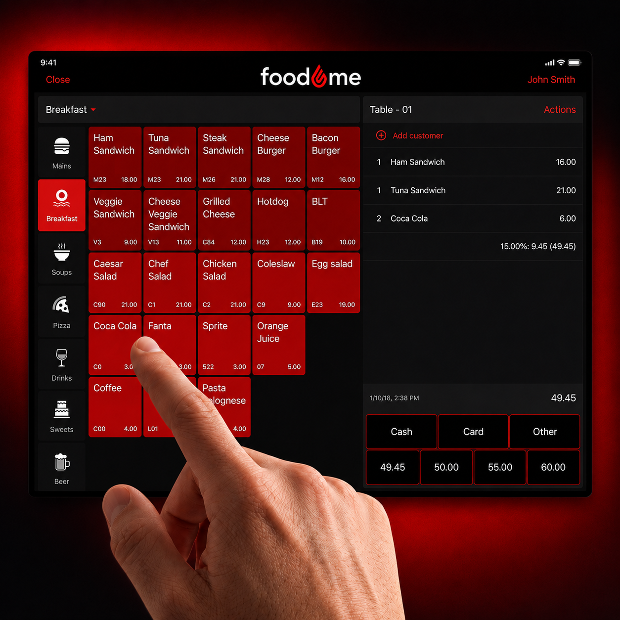 Food and Me order management dashboard